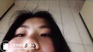 Asian girl pooping selfie