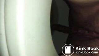 Chubby girl toilet poop