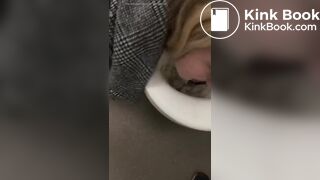 Licking a shit filled toilet