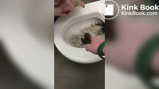 Licking a shit filled toilet