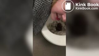 Licking a shit filled toilet