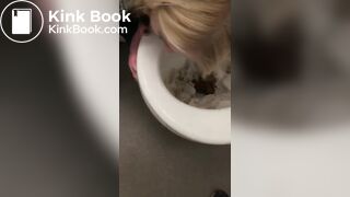 Licking a shit filled toilet
