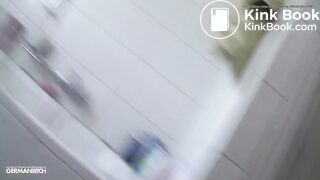 Blonde German bitch shitting