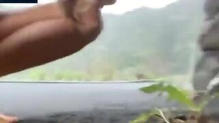 Girls shit in the side of the road