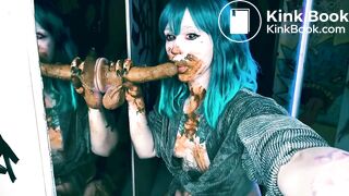 Hot girl insane scat and dildo play