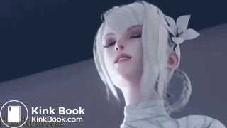 2B shits on A2's futa cock