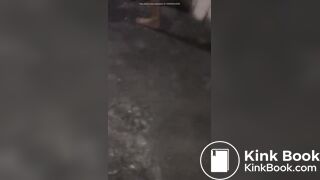 Panty poop in black pants during fight