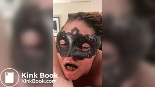 Ebony Slave doing what she's born to do: consume shit.