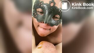 Ebony Slave doing what she's born to do: consume shit.