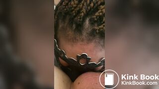 Ebony Slave doing what she's born to do: consume shit.