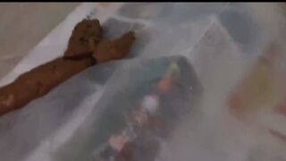 Latina doggystyle shit on bag