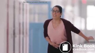 Teacher has diarrhea in trashcan