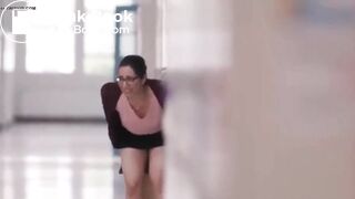 Teacher has diarrhea in trashcan