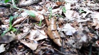 pooping in woods by a naughty girl