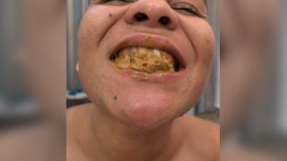 Lesbian Slave enjoys her Scat Dinner