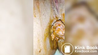 Prolapsing pussy with rosebud makes a mess