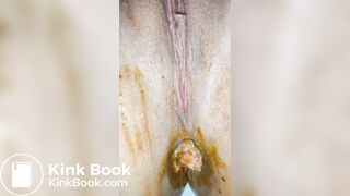Prolapsing pussy with rosebud makes a mess