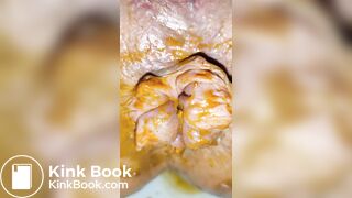 Prolapsing pussy with rosebud makes a mess