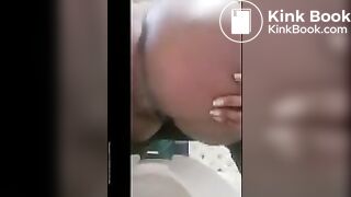 Queen pooping on toilet.
