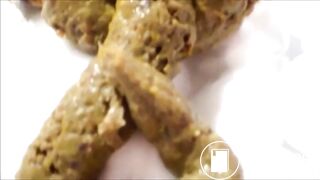 Scat - Skinny teen shitting in a diaper