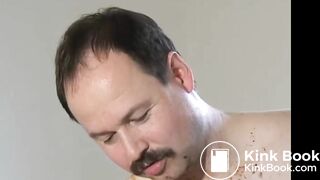 Two ladys scat on a gut and masturbate