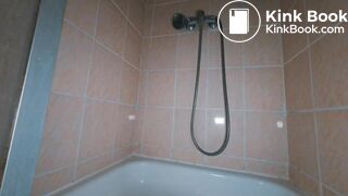 A long snake in the shower!