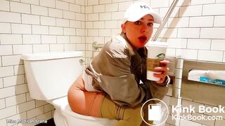 girl pee and fart in a toilet