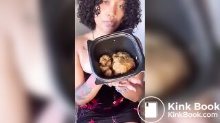 Ebony goddess teases us and shits in a container