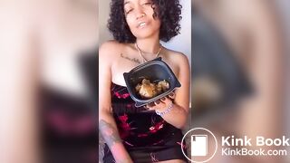 Ebony goddess teases us and shits in a container