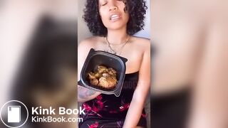 Ebony goddess teases us and shits in a container
