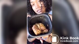 Ebony goddess teases us and shits in a container