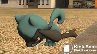 Riolu tries ot keep holding it