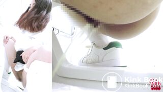 Japanese girl looks at you while pooping (Side POV)