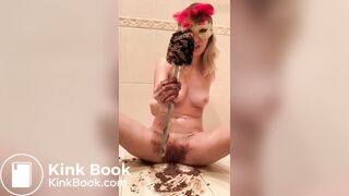 Scat games in the toilet from blonde slut