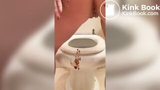 Scat games in the toilet from blonde slut