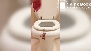 Scat games in the toilet from blonde slut