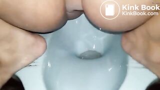 Women Pooping in toilet 3 Fingering herself