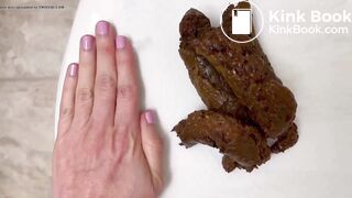 the camera focused on the poop coming out of the ass, d