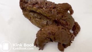 the camera focused on the poop coming out of the ass, d