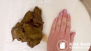 the camera focused on the poop coming out of the ass, d