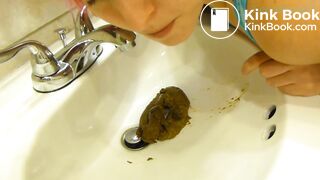 Girl poops in the gym sink