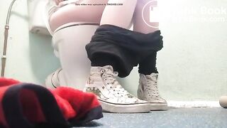 girl with diarrhea in the bathroom