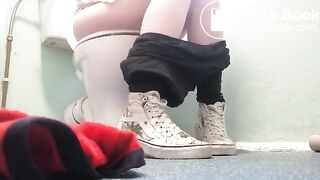girl with diarrhea in the bathroom