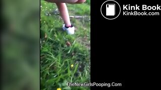 Girl pooping outside - video 2