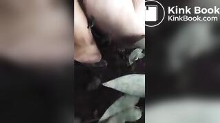 Drunk girl shitting outside