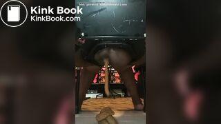 FAT BLACK SHITTING ON CHAIR