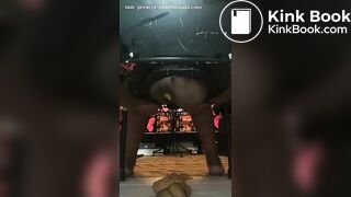 FAT BLACK SHITTING ON CHAIR