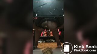 FAT BLACK SHITTING ON CHAIR