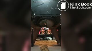 FAT BLACK SHITTING ON CHAIR