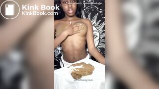 BLACK GIRL SHITTING AND FILLING HER TITS WITH SHIT - video 2
